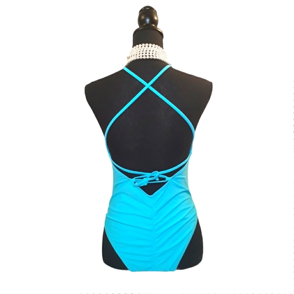 One Piece Turquoise Swimsuit - Picture 4 of 7